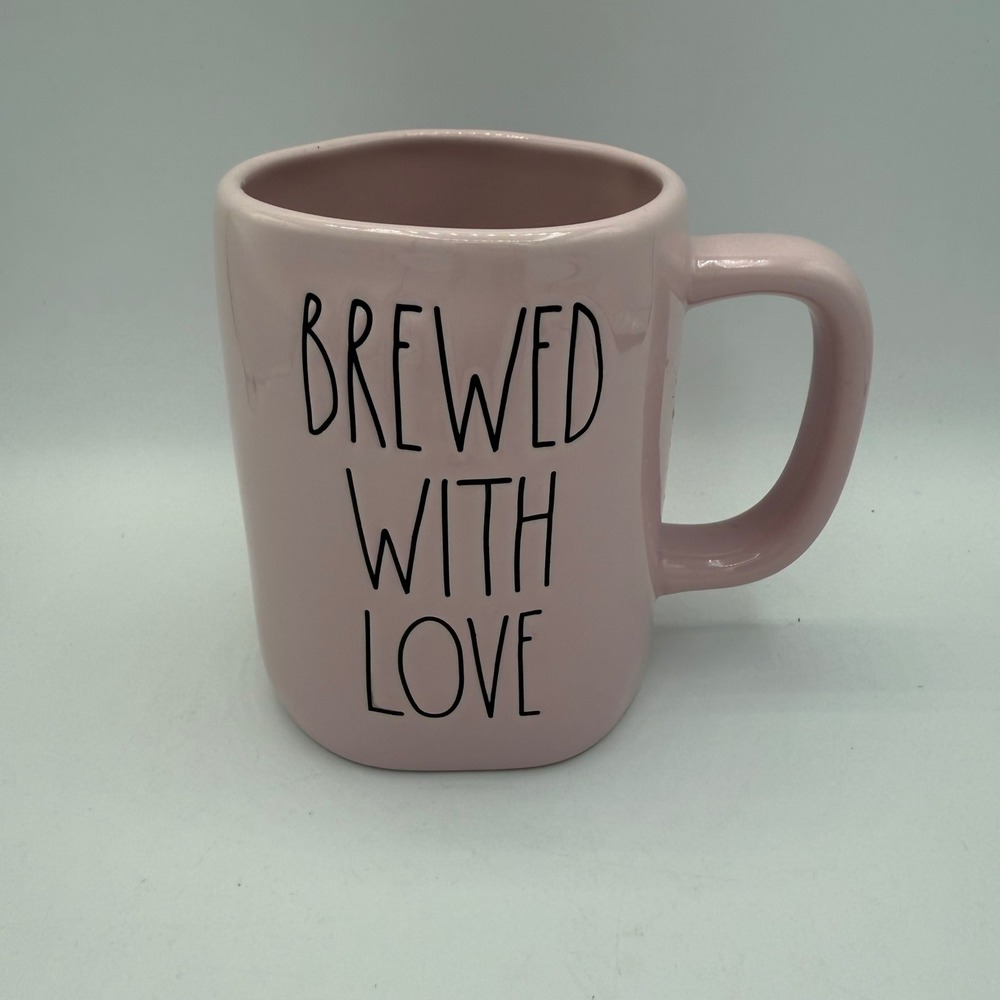 Rae Dunn Artisan Collection Brewed With Love Pink Coffee‎ Mug